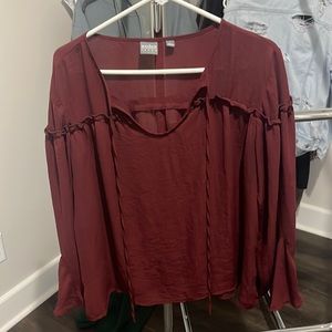 Rust Bell Sleeve Blouse